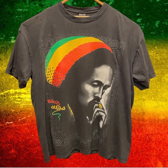 Vintage Reggae Rasta Bob Marley Natty Dread T-Shirt 2XL Black Hoss T USA Patina - Picture 1 of 12